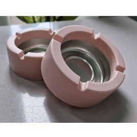 MIFAH Colour Full Plastic Ashtray Pack OF 2,Pastel Colours Won't Break Steel base In 4 Colour Round Shape Ashtray for Home Office Restaurant (Pack OF 2) (Pink)