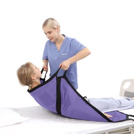 ZHEEYI Multipurpose 39" x 36" Positioning Bed Pad with Reinforced Handles - Reusable & Washable Patient Sheet for Turning, Lifting & Repositioning - Double-Sided Nylon Fabric, Purple