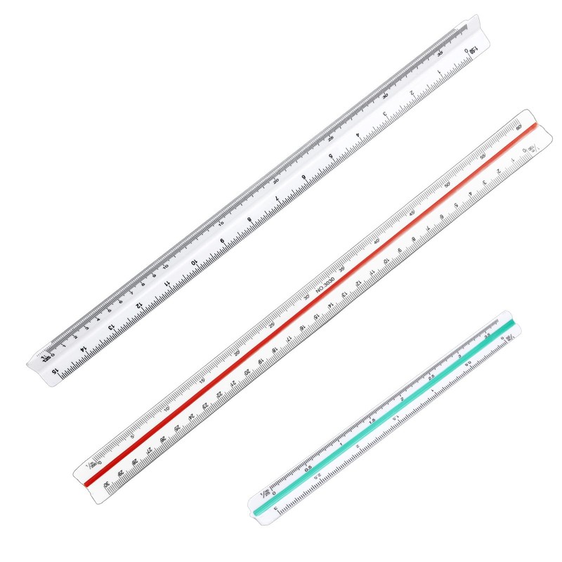 Set of 3 Triangular Scale Ruler, Architecture Ruler, Triangular, 1:20,