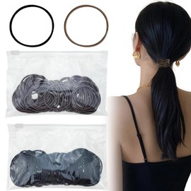 200 PCS Black Elastic Hair Ties For Thick Hair,Small khaki Hair Ties Ponytail Holders Hair Bands for Girls Women Thick Hair