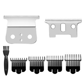 Cuchillas T Outliner compatibles con Andis T Outliner, Andis Gtx, T Outliner hoja de repuesto Andis Gtx (hoja T de acero plateado + hoja de acero plateado), 1 paquete