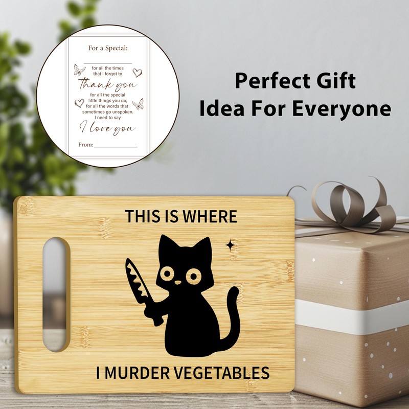 Funny Black Cat Cutting Board-This Is Where I Murder Vegetable,
