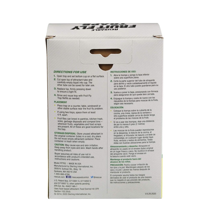 RESCUE! Reusable Indoor Fruit Fly Traps with Non-Toxic Liquid Attractant