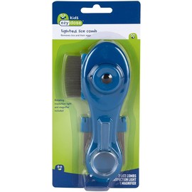 EZY DOSE Kids Lice and Eggs Comb, Hair Care for Baby, Toddler, Adult, Includes Light, Magnifying Glass, Stainless Steel Pin Teeth, Blue, 3.3 Oz, BPA Free