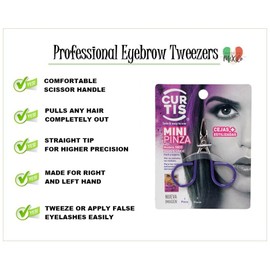 PROFESSIONAL Mini TWEEZERS with Easy Scissor Handle, The BEST PRECISION EYEBROW TWEEZERS Men/Women; PORTABLE Beauty Tools for Facial Hair, Ingrown Hair, Blackhead; 58CC Purple MADE IN MEXICO