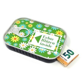 Scherzboutique Sardine Tin for Cash Gifts | Includes Sticker for Individual Message | Ideal for Weddings, Confirmation, Youth Confirmation, Moving or as Money Voucher | Made by Scherzboutique