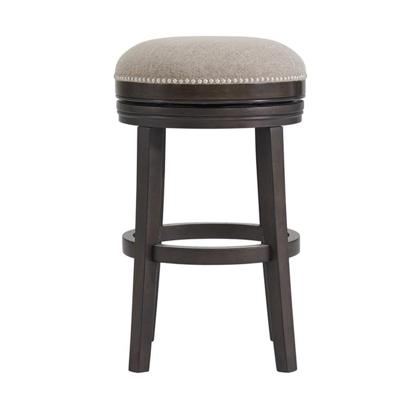 Alaterre Furniture Clara Swivel Bar Height Stool, Dark Brown, 360-Degree