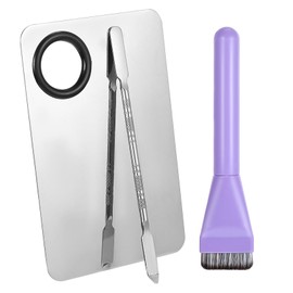 Makeup Spatula Set, ValueBargain 4 Pieces Including Stainless Steel Mixing Palette, Foundation Spatula, Makeup Brushes and Puffs, Ideal for Foundation Application and Nail Art