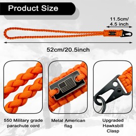 DDOUT Heavy Duty Paracord Badge Lanyard and Keychain with USA Flag, Tactical Braided Military Lanyard for Keys