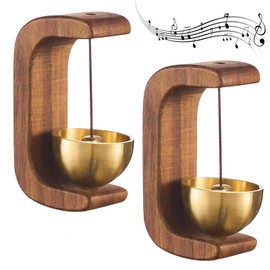Magnetic Door Chime Bell Vintage Wooden Wind Chime Doorbell with Brass Bell Easy Magnetic Mount and Hanging Decoration for Home Refrigerator Shop Housewarming Gift (2PCS)