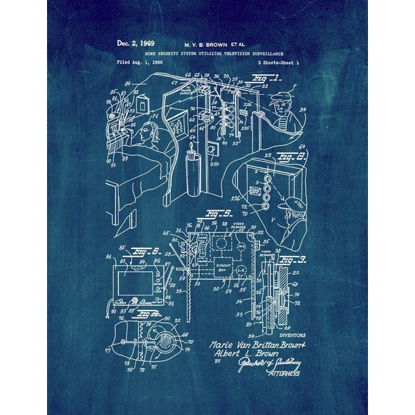 Home Security System Utilizing Television Surveillance Patent Print Midnight Blue