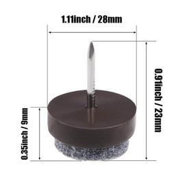 Horuhue Felt Furniture Pads, 50Pcs Round Heavy Duty Nail-on Slider Glide Pad, Floor Protector for Wooden Furniture Chair Tables Sofa Leg Feet (1.1inch/28mm, Dark Brown)
