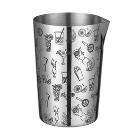 Stainless Steel Mixing Glass Cocktail Stirring Tin Etched with Cocktail themed patterns Bar Tools Unbreakable Accessories 27oz