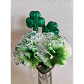Unbranded St Patricks Day Carnations Bouquet White Or Green With Shamrocks Or Coins New - White Carnations with Shamrocks