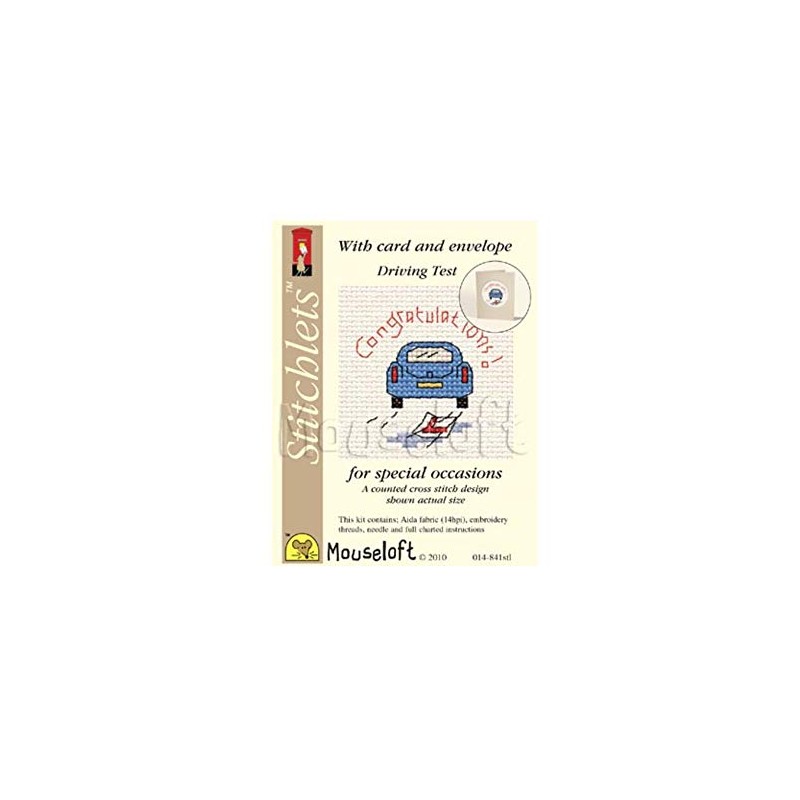 Mouseloft cross stitchlet card Congraulations Car