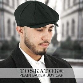 TOSKATOK Unisex Men's Women's Newsboy Cap Plate Hat Wool Blend Hat Flat Cap, navy