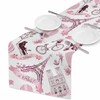 HOSNYE Table Runner Pink Romantic Travel in Paris,Cotton Linen Table