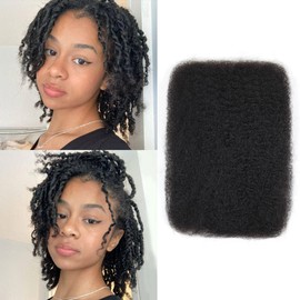 12 Inch Afro Kinkys Bulk Human Hair For Twist,100% Human Hair 4C Kinky-Curly for Dreadlocks, Loc Repair, Braiding Hair(Natural Black, 50 Gram)