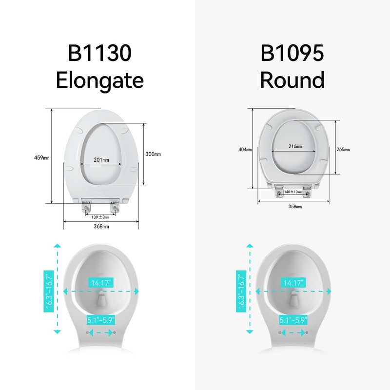 R&T Round Toilet Seat for Standard Toilet Bowl (16.5'') No-Slam