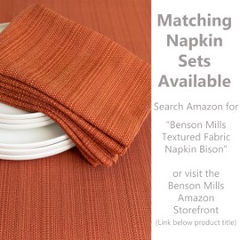 Benson Mills Cameron Textured Fabric Table Cloth, for Everyday Home Dining, Parties, Fall, Harvest, and Thanksgiving Tablecloth (60" x 84" Rectangular, Bison/Rust/Burnt Orange)