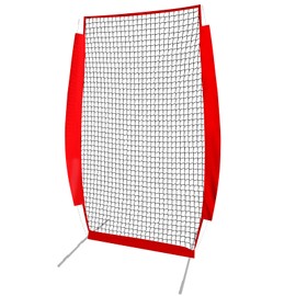 Seenelling 4 x 7 ft Portable Pitching Net Replacement Net, Baseball Pitcher Protection Net, Batting Practice Net, Red