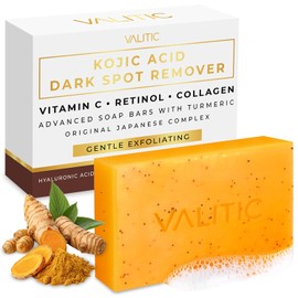 VALITIC Jabón de ácido kójico y cúrcuma para manchas oscuras, cara y cuerpo