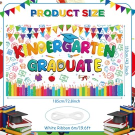 Kindergarten Graduate Decorations Large Kindergarten Graduate Banner Backdrop, Preschool Graduation Party Decorations, Last Day of Kindergarten Banner Party Decorations