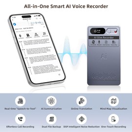 WILIBUT Grabadora de Voz AI con Control de Aplicaciones, transcribe y Resume con Memoria de 64 GB, grabadora de Voz de Notas, grabadora de Audio para reuniones, conferencias, entrevistas, Compatible