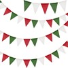 G2PLUS 12M Red Green and White Burlap Bunting, 36PCS Christmas