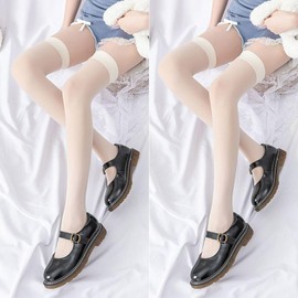 Senteria Knee High Socks, Lace, Long Stockings, Compression Socks, Black, White, Solid, Breathable, Beautiful Legs and Lengthening Effect, Over the Knee Socks, School Socks, Thermal, Cold Protection,