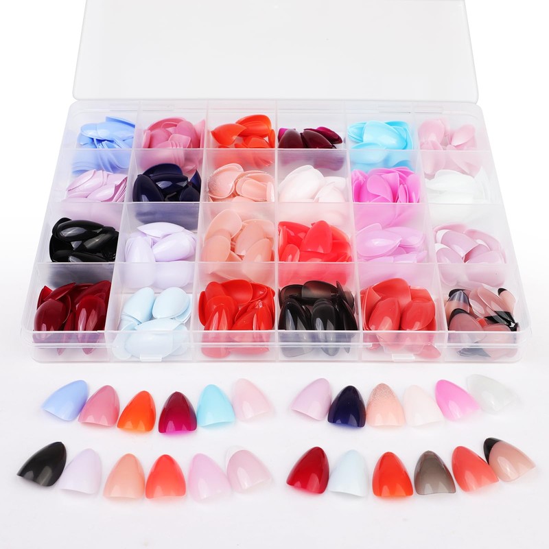 JUSTOTRY 24 Packs (576 PCS) Gel Almond Press on Nails