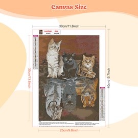 EOBROMD Diamond Painting Kits for Adults Cats Tiger Reflections, DIY 5D Diamond Art Kits for Adults Beginners, Full Round Drill Diamond Dots Crystal Craft Kits for Home Wall Art Decor Gifts 30x40cm