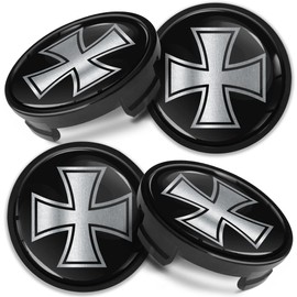 Biomar Labs 4 x 54 mm Hub Caps Compatible with Ford Wheel Centre Caps Hub Caps Alloy Wheels Silver Black CF 16