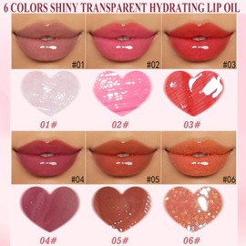 Brillo De Labios Mini Con Aceite Graso, 6 Unidades, Cabezal De Cepillo Pequeño, Hidratante, Transparente, Para Mujeres, Con Color, Brillo Labial Hidratante, Duradero, No Pegajoso.