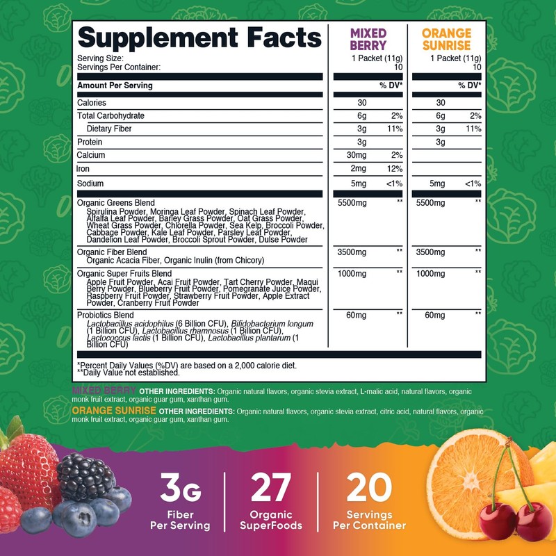 Nutricost Organic Super Greens (Variety Pack) 20 Stickpacks - Gluten-Free,