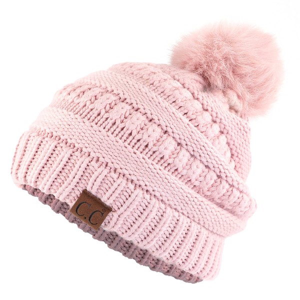 C.C Hatsandscarf Women’s Soft Yarn Beanie with Colorful Faux Fur