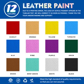 Colorful Acrylic Leather Paint for Shoe Painting- 12 Colors Leather Paint for Bag & Wallet Decor, Leather Jacket Care, Crafts DIY & Customizing Leather Projects