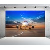CHNYWORK 7ftx5ft Airplane Photography Backdrop Aircraft Parking Airport Runway Blue
