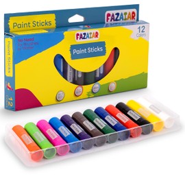FAZAIAR Paint Sticks for Children - Pack of 12 Assorted Colors with Ergonomic Grip & Well-Defined Nib - Quick-Drying, Washable Paints for Kids – Perfect for Beginners & Professionals