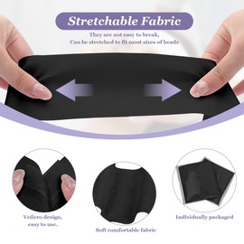 BREENHILL 150 Count Disposable Spa Facial Headbands with Convenient Closure,Black Stretch Facial Headwraps Soft for Facials Skincare Spa