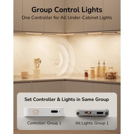 ULG Under Counter Lights for Kitchen, Wireless Motion-Sensing Remote Control Under Cabinet Lights USB Rechargeable 3500K Dimmable Magnetic Lights for Kitchen, 5-Pack