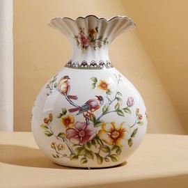 Magcolor Ceramic Vase for Home Decor, Unique Design Flower Vase, Living Room Decor Handmade Modern Porcelain Flower Vase- Decorative Colorful Vases for Pampas Grass-9.8 inch Tall.