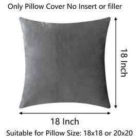 Demetex Grey Cushion Covers 45 x 45 Soft Velvet Cushions for Bed Decorative Square Cushion Cases for Living Room Sofa Dining Chair, 45x45 cm, Set of 2, Dark Grey