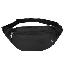 DAITET Riñonera para hombres, mujeres y niños, cinturón ajustable, bolsa de viaje impermeable, bolsa de correr (negro brillante)