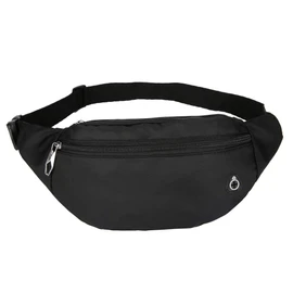 DAITET Riñonera para hombres, mujeres y niños, cinturón ajustable, bolsa de viaje impermeable, bolsa de correr (negro brillante)
