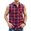LOGEEYAR Men Plaid Sleeveless Shirt Leisure Button Down Vest Shirt