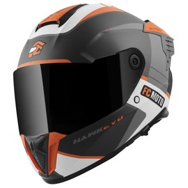 FC-Moto Hawk EVO-X Helmet, Matte Black/White/Orange, L