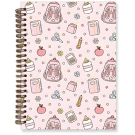 TFKFJLF Pink Cute Preppy Spiral Journal Notebooks for Teen Girls Kids, Cute Aesthetic Notebooks for School Supplies Gifts for Girls Back to School, Hardcover Spiral Journal 5.5x8.3 Inch