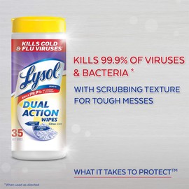 Lysol Dual Action Disinfecting Wipes w. Scrubbing Texture 75 Pack of, White, Citrus, 150 Count, (Pack of 2)