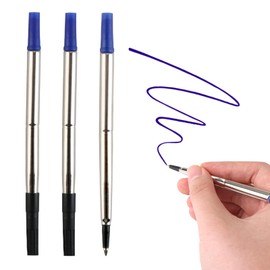 3X Blue Parker Quink Compatible Rollerball Pen Refills, Medium Tip (0.7mm) for Smooth and Reliable Writing, Certified ISO 12757.2, Premium Pigmented Ink, Long-Lasting for Parker Ballpoint Pens